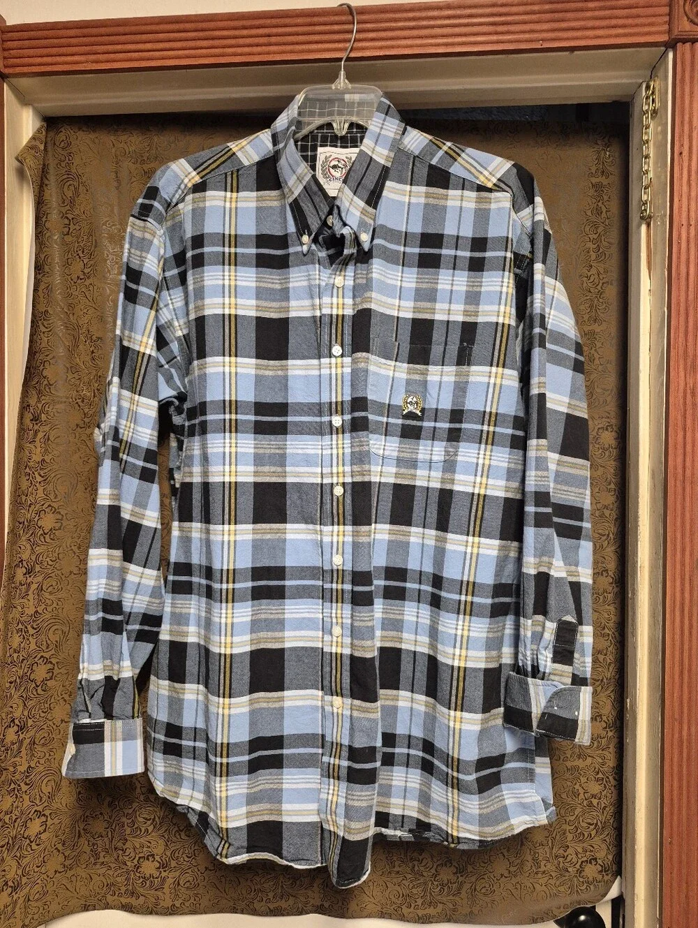 Cinch Men's long sleeve blue plaid button down shirt